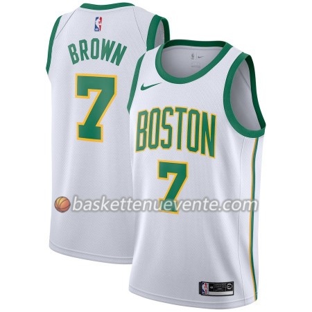 Maillot Basket Boston Celtics Jaylen Brown 7 2018-19 Nike City Edition Blanc Swingman - Homme